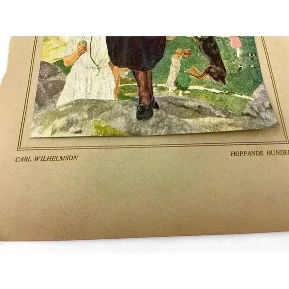 Carl Wilhelmson Jumping Dog Rikard Lindstrom Art Print 1923 Color Etching Double - Picture 3 of 7